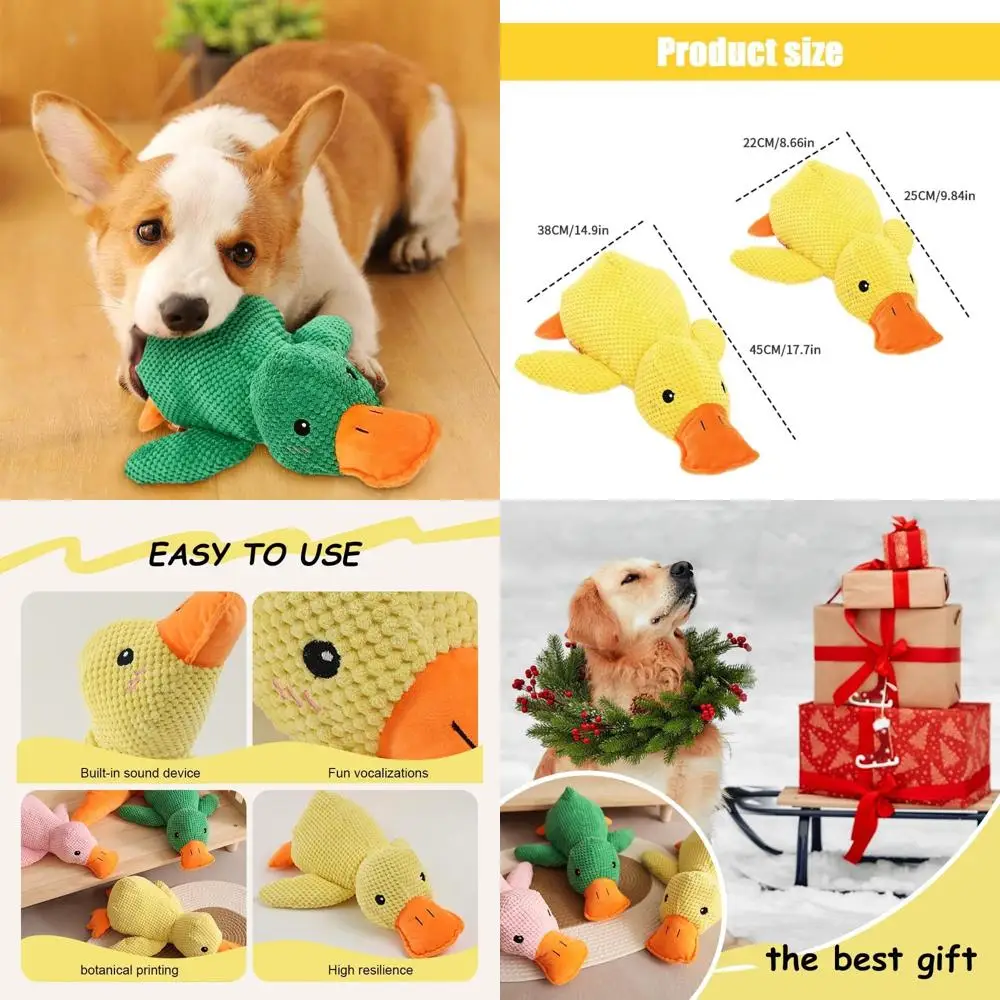 

Enhanced 2025 Calming Duck Dog Toys, Durable Chewers with Soft Squeaker, Ideal for Indoor Pups and Senior Dogs (Yellow, S, 8.66
