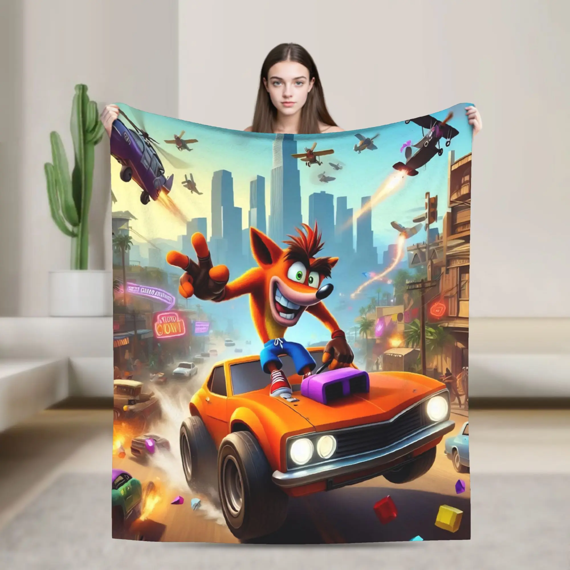 Crashed Game Bandicoots Blanket Coral Fleece Plush Summer Air Conditioning   Thin Throw Blankets for Home Outdoor Bedspread