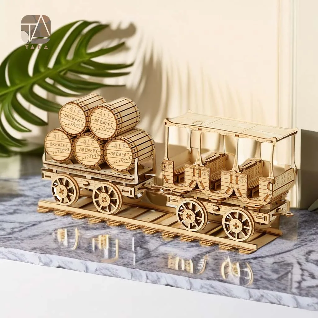 

Tada 3D DIY Wooden Model Movable Running Wine Car Truck Assembly Puzzle Educational Toy Birthday Gift For Children Adult