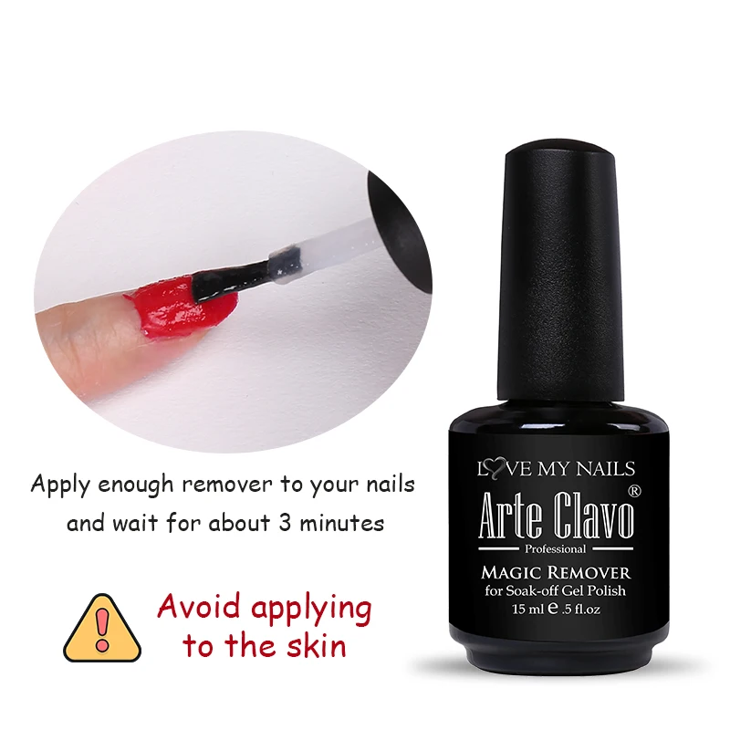 ArteClavo 15ml Magic Remover Nail Gel Polish Remover Soak Off Semi Permanent Varnish Polish Magic Nail Gel UV Gel Polish Remover