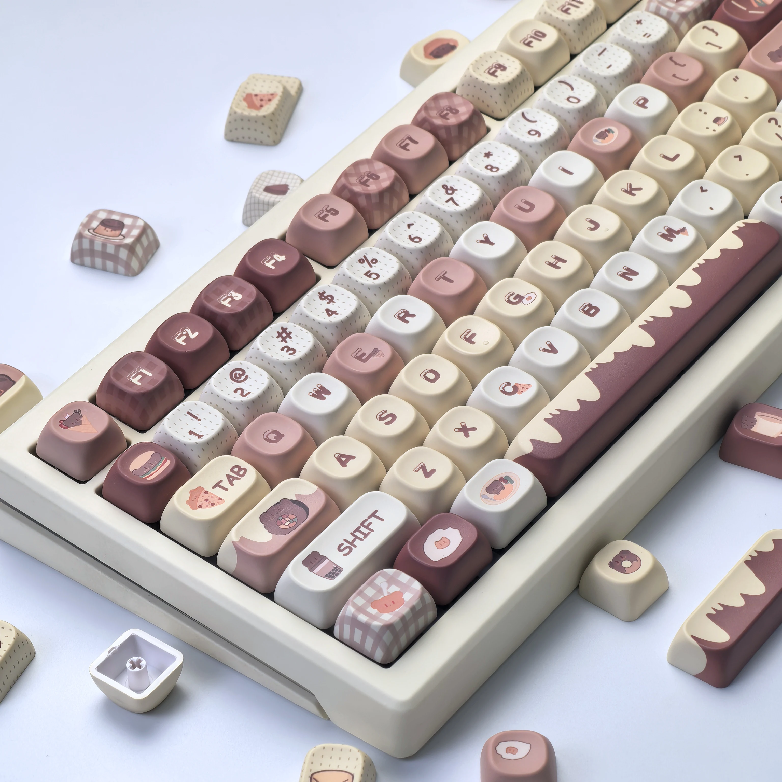 

Желтый моа-клавиатурный колпачок с маслом медведя, милый круглый персонализированный набор клавишных колпачков с макетом Алисы Aula F75