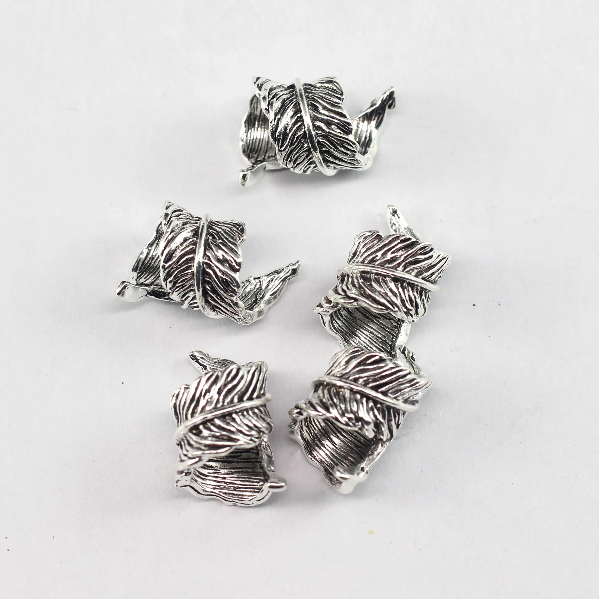 10pcs Alloy Plume Runes Accessories Metal Bead Feather Jewelry Small Hair Beads For Braids Beard Bracelet Making Tool