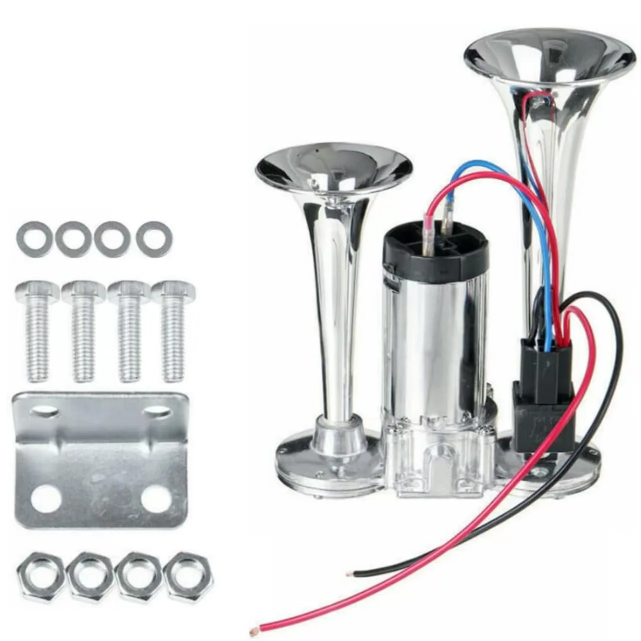 With 12v horn air horn stainless steel bumper type compressor with coaxial speaker design