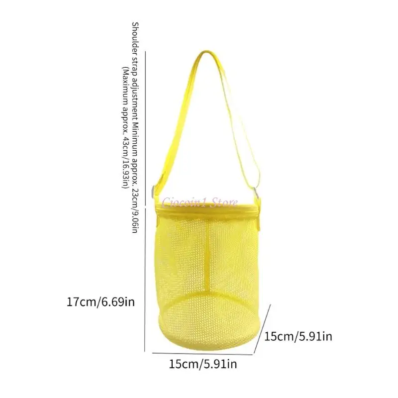 Y1UB メッシュオーガナイザーバッグ 調節可能なストラップショルダーバッグ キッズビーチプレイ砂おもちゃバッグ