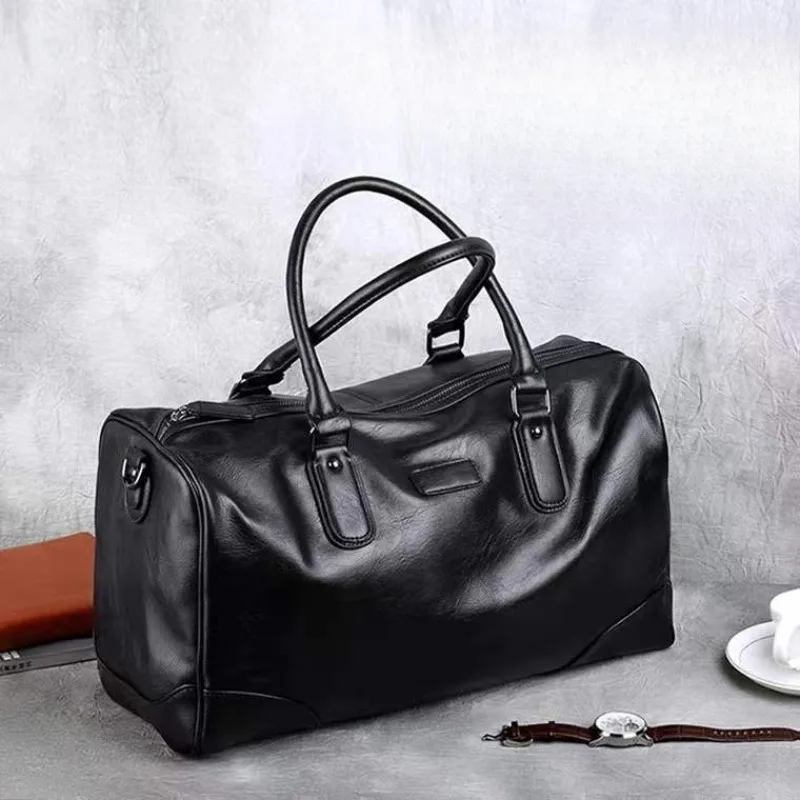 Large Capacity Handbags Men Top-Handle Bags With Shoulder Strap Travel Tote Men Crossbody Bags Business PU Leather Handbag