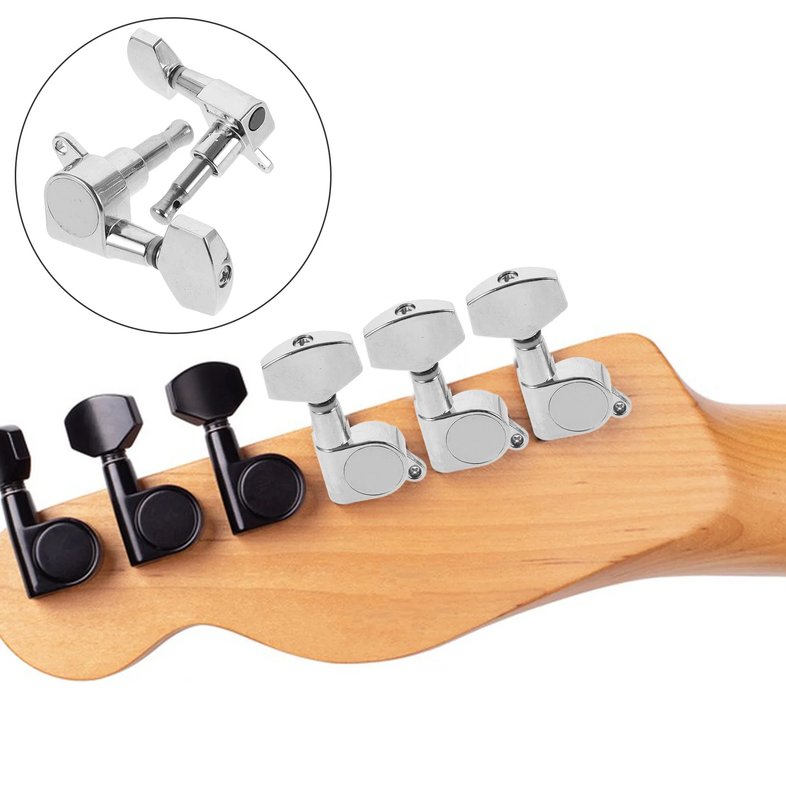 

6Pcs Guitar Tuning Machines Full Closed Locking Tuners Large Handle Acoustic Guitar Tuning Keys Accurate Stable Performance