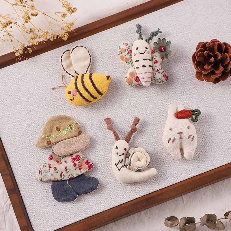 DIY Stuffed Plush Animal Fabric Brooch for Bag Shoes Hat Decoration Creative Cartoon Cute Accessory