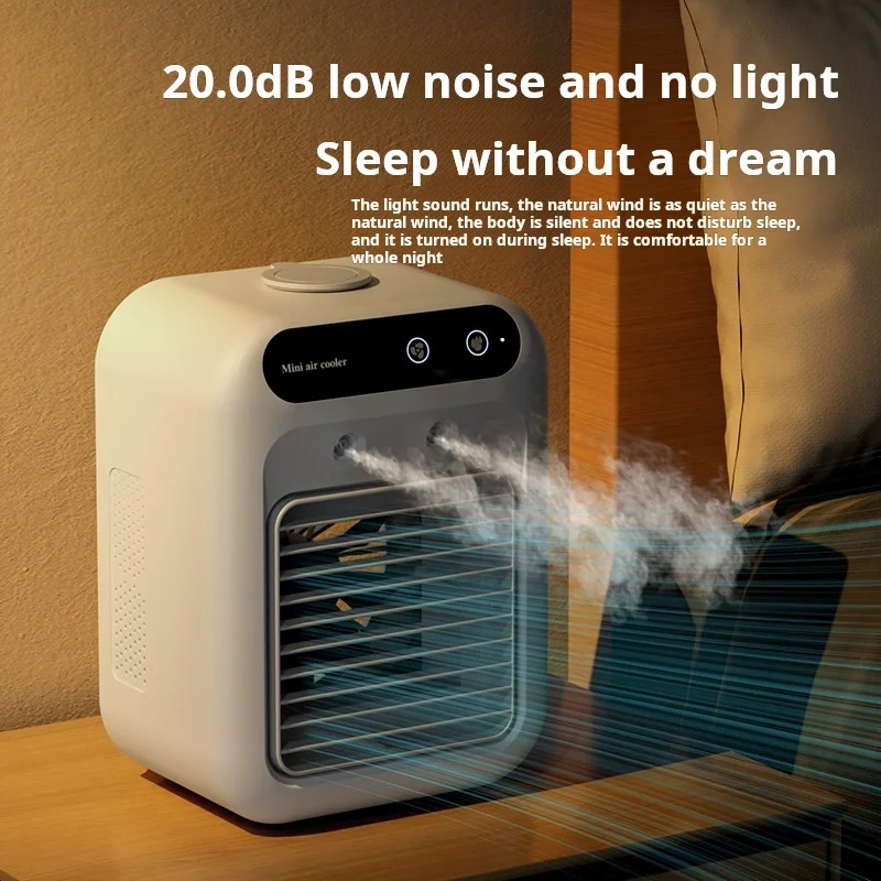 Mini USB Desk Fan Portable Quiet Cool Air Conditioner for Bedroom Home Use with Humidifying Spray Function Tabletop Fan image 2