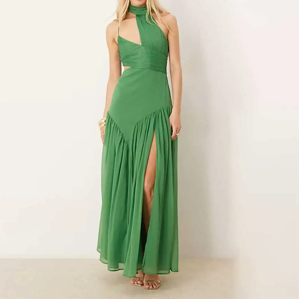 

Evening Dress for Women Prom Dresses Halter Neck Sleeveless Pleated Backless Formal Party Cocktail Banquet Elegant Customized