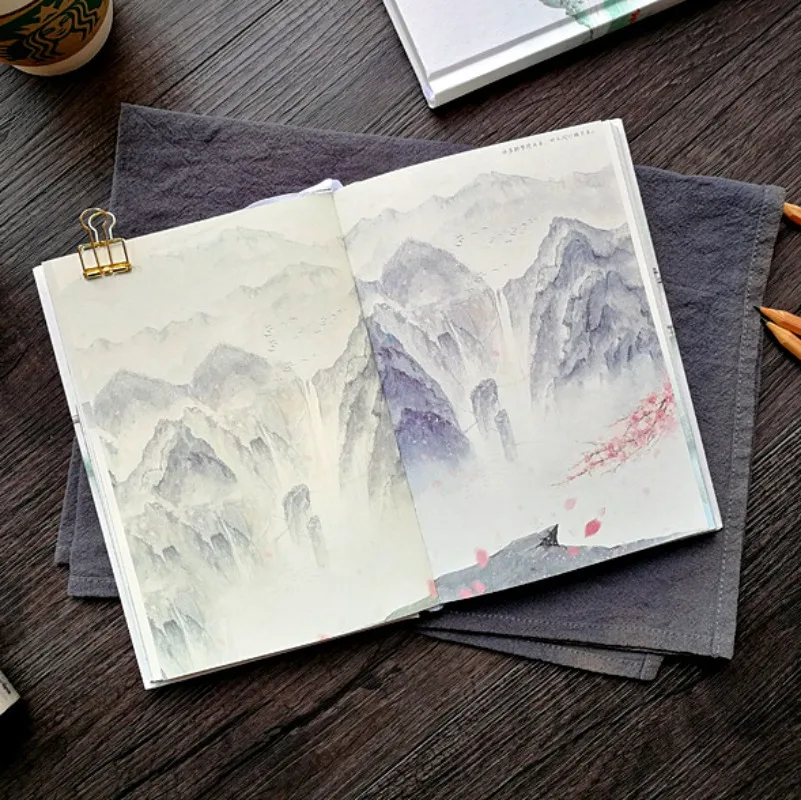 Gusu Travel Ancient Style Boxed Notebook Chinese Ink Art Hardcover Journal Color Page Illustration Hand Account Gift Book