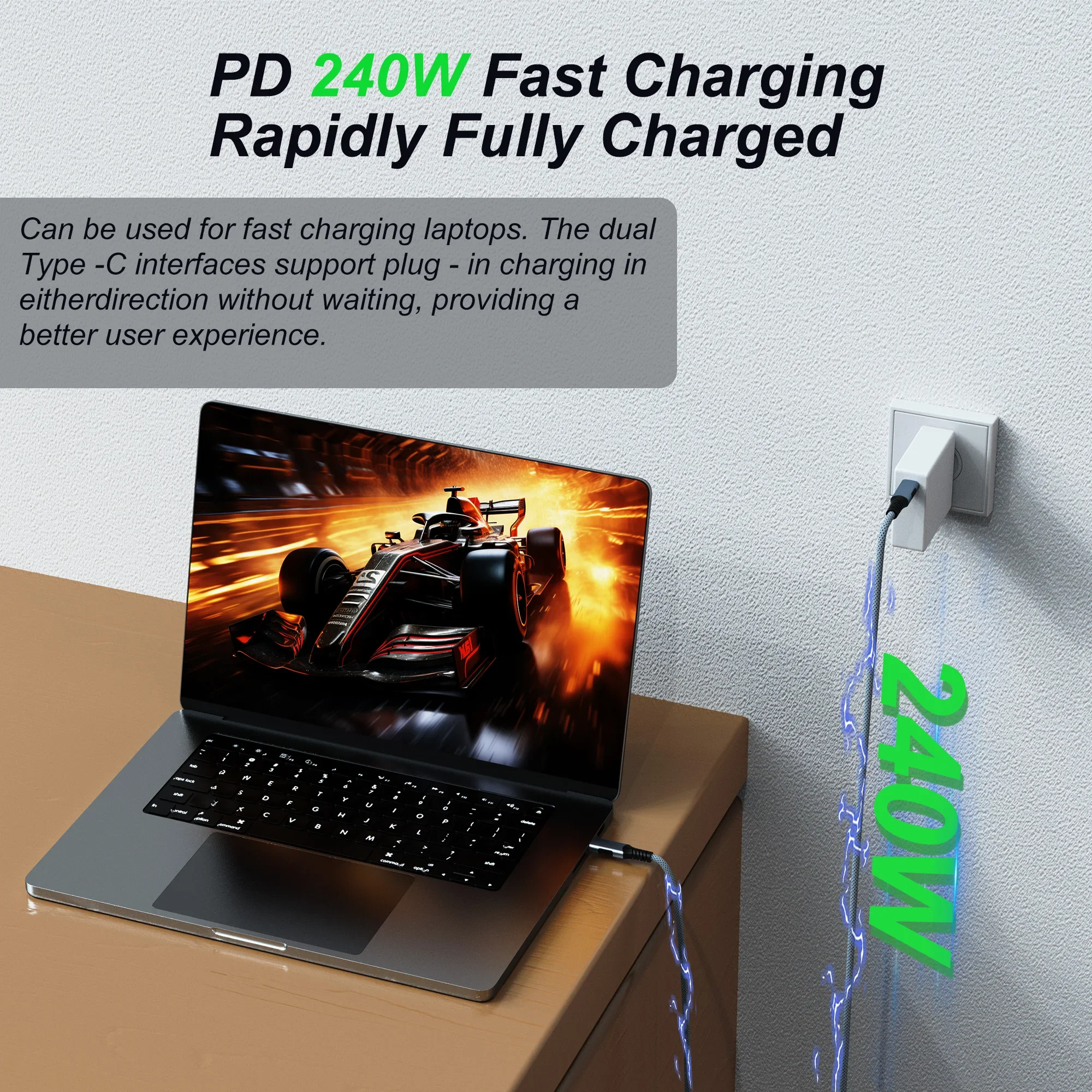 USB4 240w Thunderbolt 5 Cable Compatible with Thunderbolt 4 Data Transfer and Charging For MacBook Pro/Air Dell Lenovo view 4