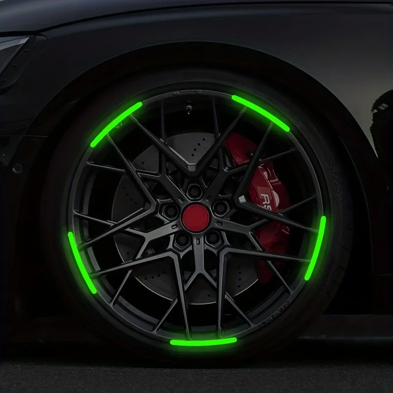 20PCS Car Wheel Luminous Stickers Reflective Stickers Luminous Fluorescent Color Wheel Decoration Motorcycle Night Stickers