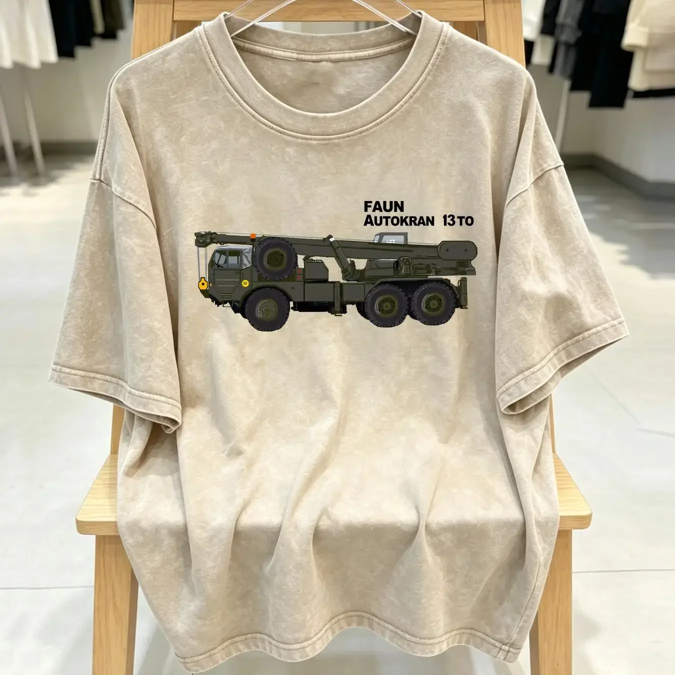 washed T Shirt Faun car crane 13to Bundeswehr Bw vehicle vintage mobile 8759 long or short sleeves vintage Washed graphic