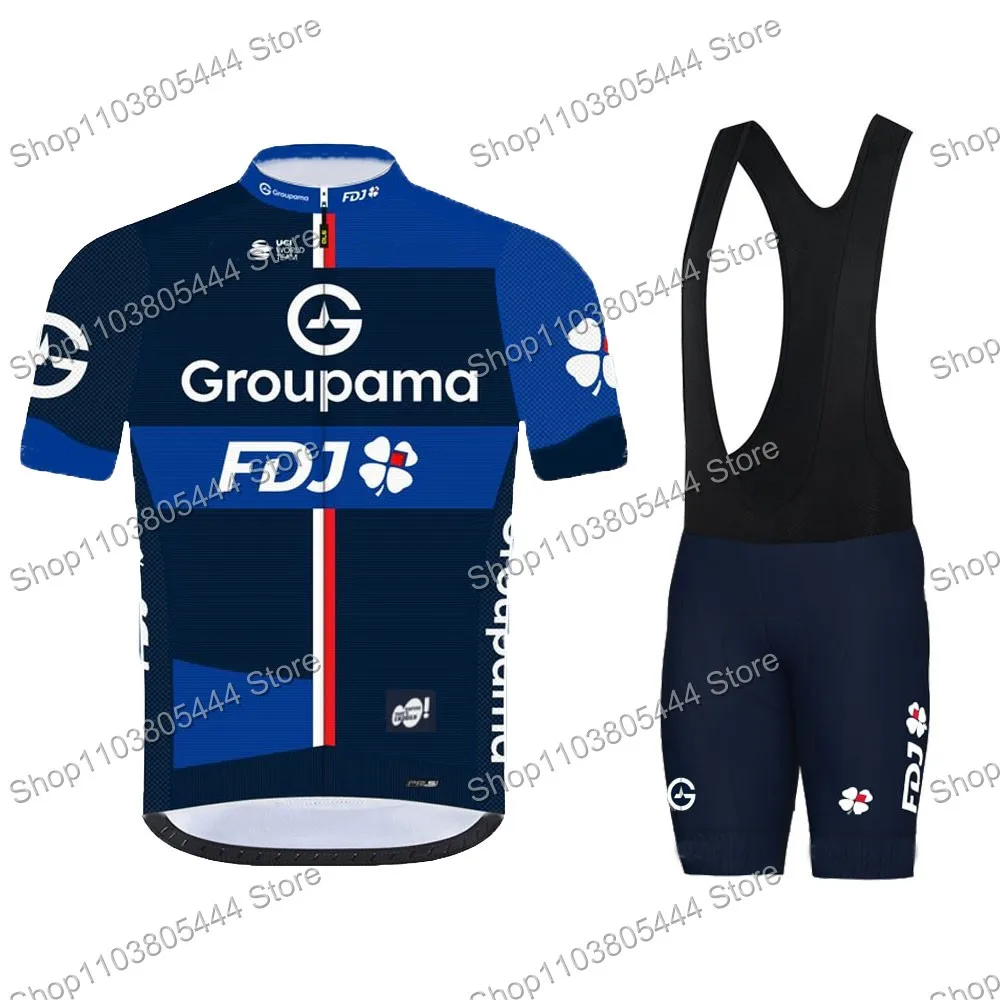 Groupama FDJ 2025 Cycling Jersey Set Summer Cycling Clothing Men Road Bike Shirts Suit Bicycle Bib Shorts MTB Maillot Uniform