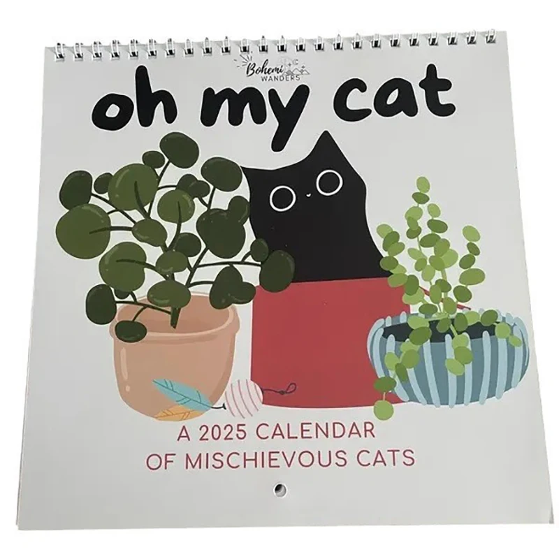 Calendário Calendário de gato impertinente Calendário de parede Oh meu gato Gatos travessos 2025 Parede