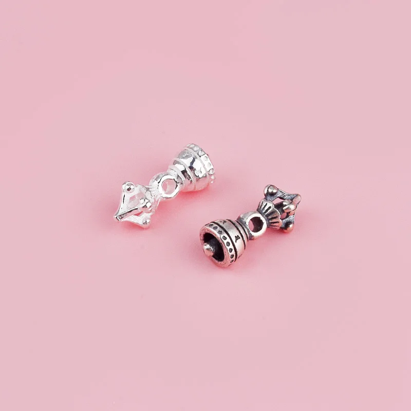 S925 pure silver vintage small diamond staff bead stringing DIY bracelet weaving accessory