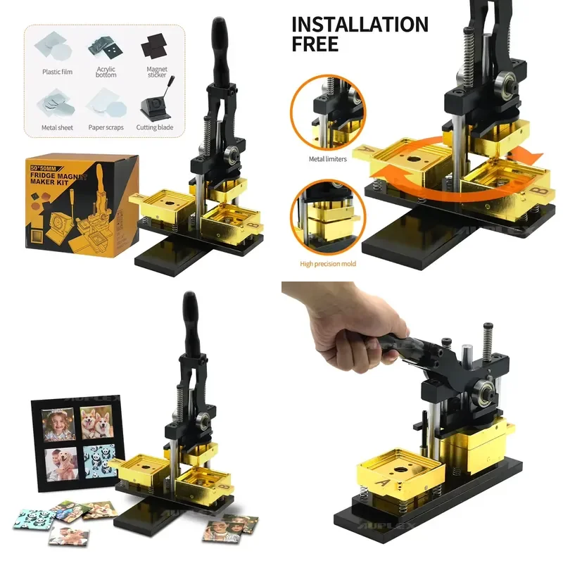 2026 New 50x50mm Square Fridge Magnet Maker Machine Manual Plastic Button Badge Maker for Acrylic/Cardboard Sticker