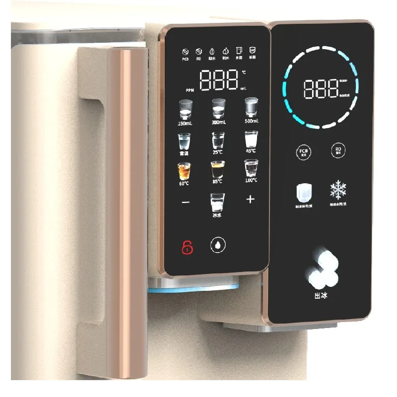 Detachable Water Tank Cubic Ice Maker Machine with Hot&Cold Water Dispenser, RO+PCB Water Purifier, UV Sterilization for Home