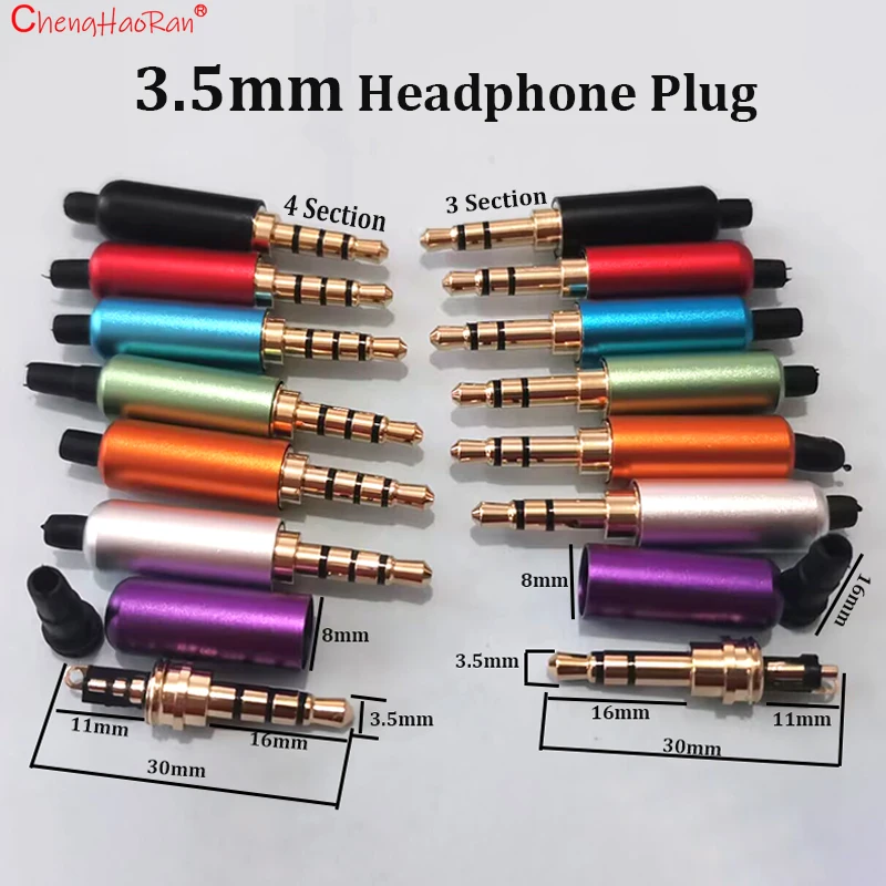 ChengHaoRan1/2/5PCS 3.5mm Stereo Headphone Plug 3/4 Section Level With Microphone Female Seat Balanced Maintenance Welded Type