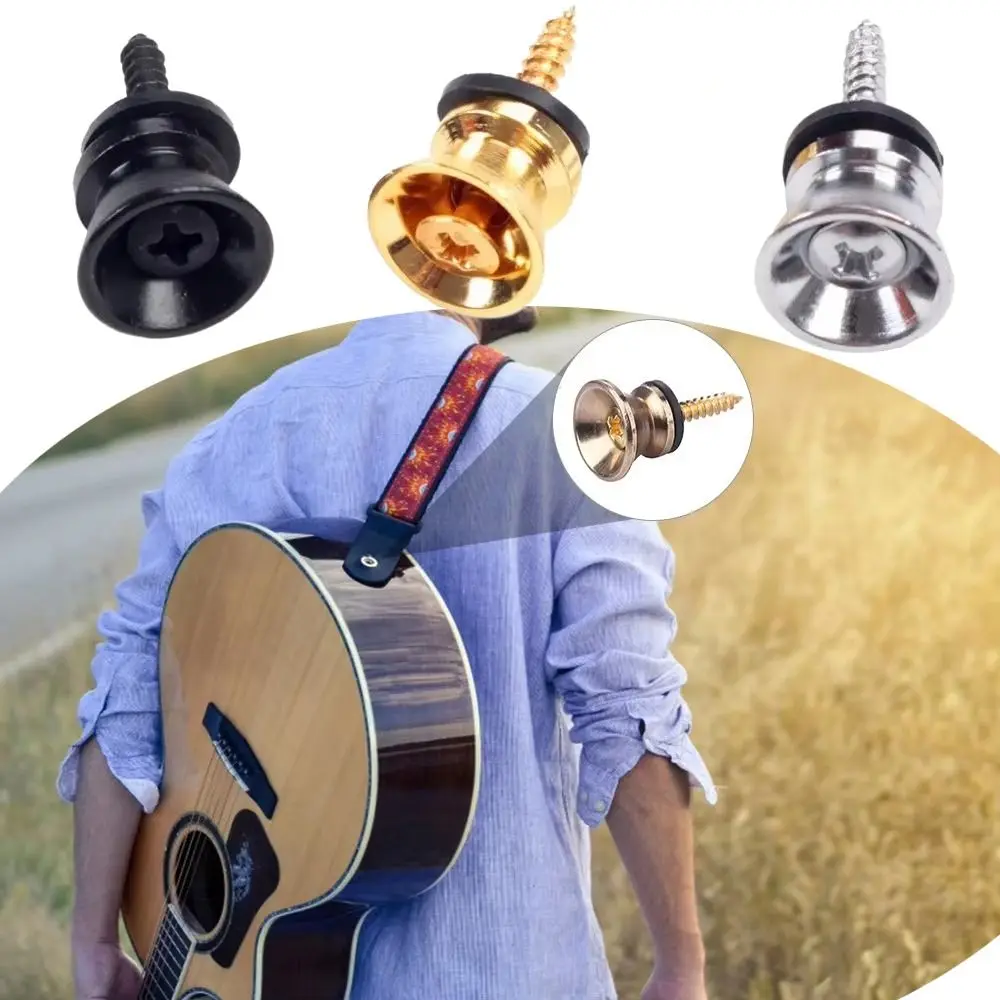 Guitar Accessories Metal Guitar Button Metal End Anti Slip Electric Bass Strap Locking Pegs Guitar Tail Nail Acoustic