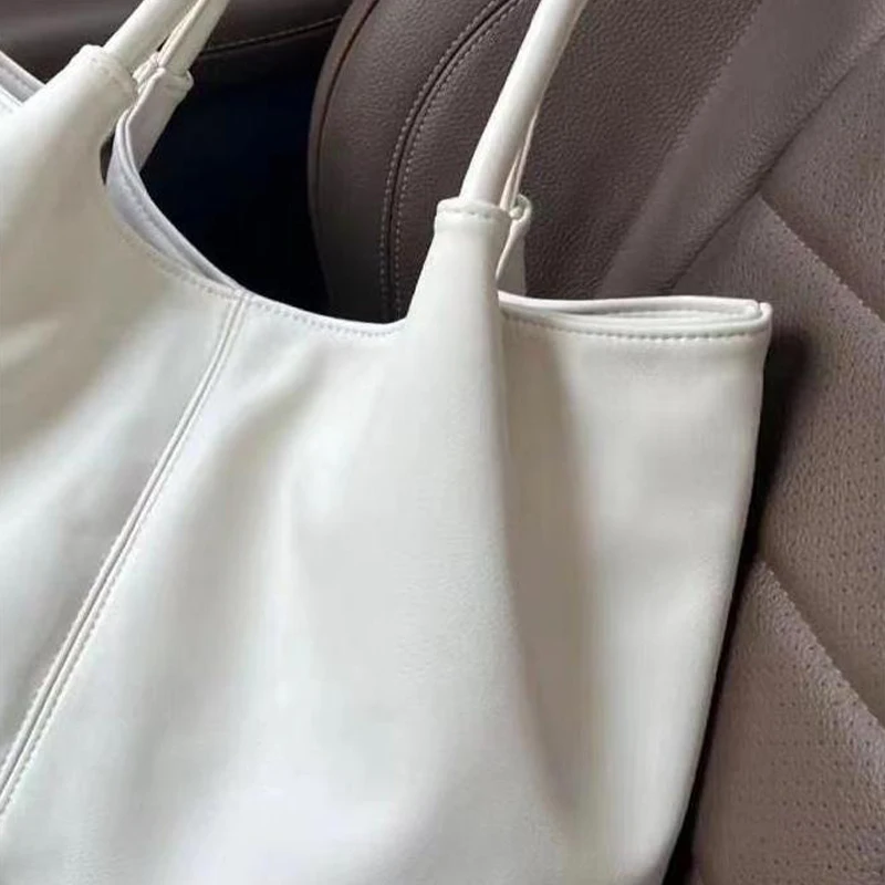 Solid Color Tote Bag For Women Simple And Large Capacity One Shoulder Handbag