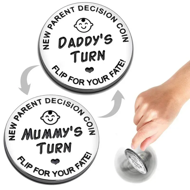 1pcs New Parents Decision Coin Double Sided Pregnancy Gifts New Dad Mom Gifts for First Time to be Daddy Mummy Funny Baby Gift