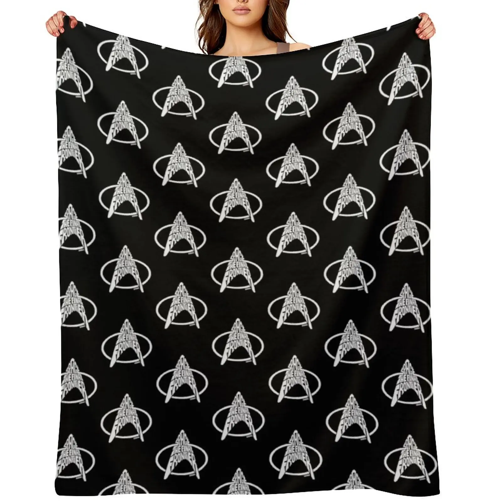 

Star Trek Space The Final Frontier White Throw Blanket Decorative Sofas Travel Personalized Gift Custom Blankets
