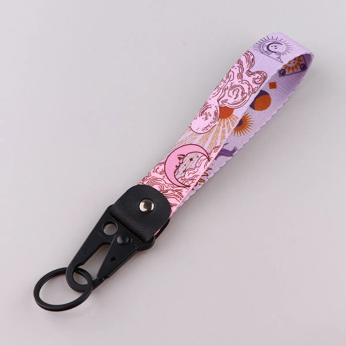 

Sun Moon Face Short Lanyard Key Fobs Holder Eagle Beak Keychain Car Motorcycle Pendant Key Ring Jewelry Accessories Gifts