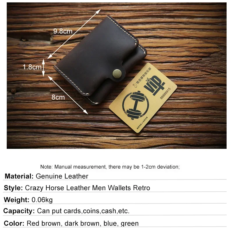 크레이지 호스 가죽 남성용 지갑 레트로 수제 소형 지갑 암소 가죽 브랜드 디자이너 미니멀리스트 지갑 Portomonee Mens Wallet
