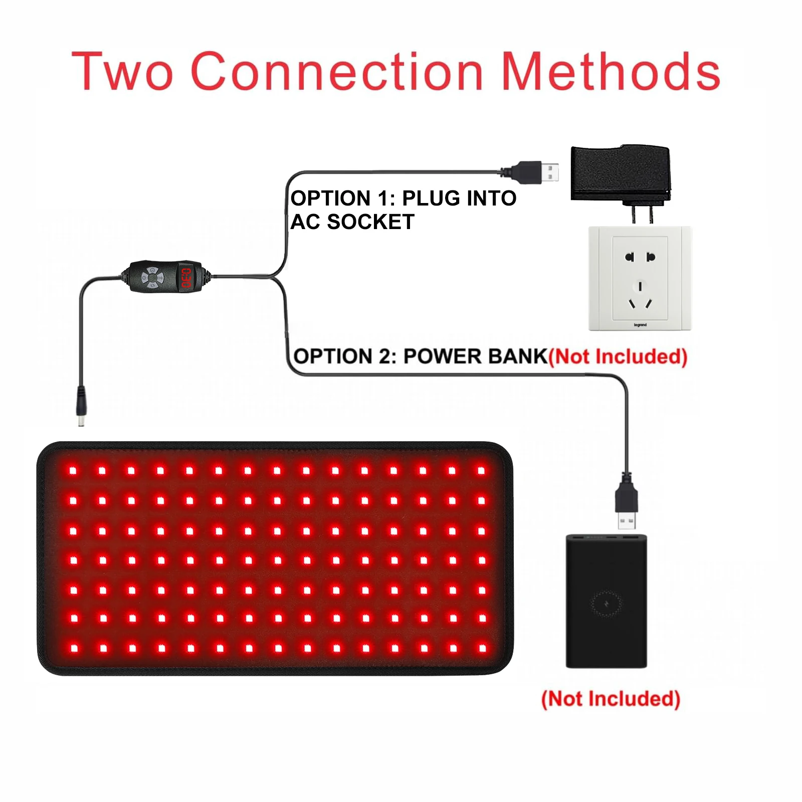 LOVTRAVEL-almohadilla de terapia de luz infrarroja, dispositivo de relajación corporal para el hogar, 105 piezas led, luz roja, 660nm y 850nm