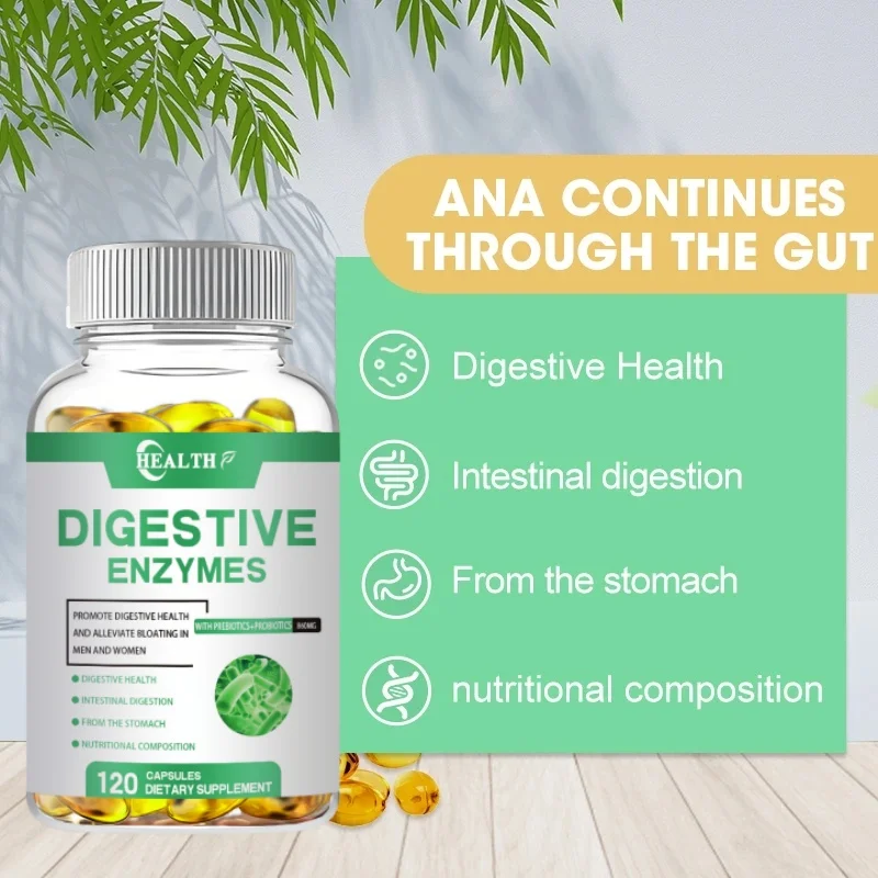 HEALTH Digestive Enzyme Capsules Supports Healthy Digestion Pancreatic Enzymes Amylase Lipase Bromelain Lactase Papain Protease