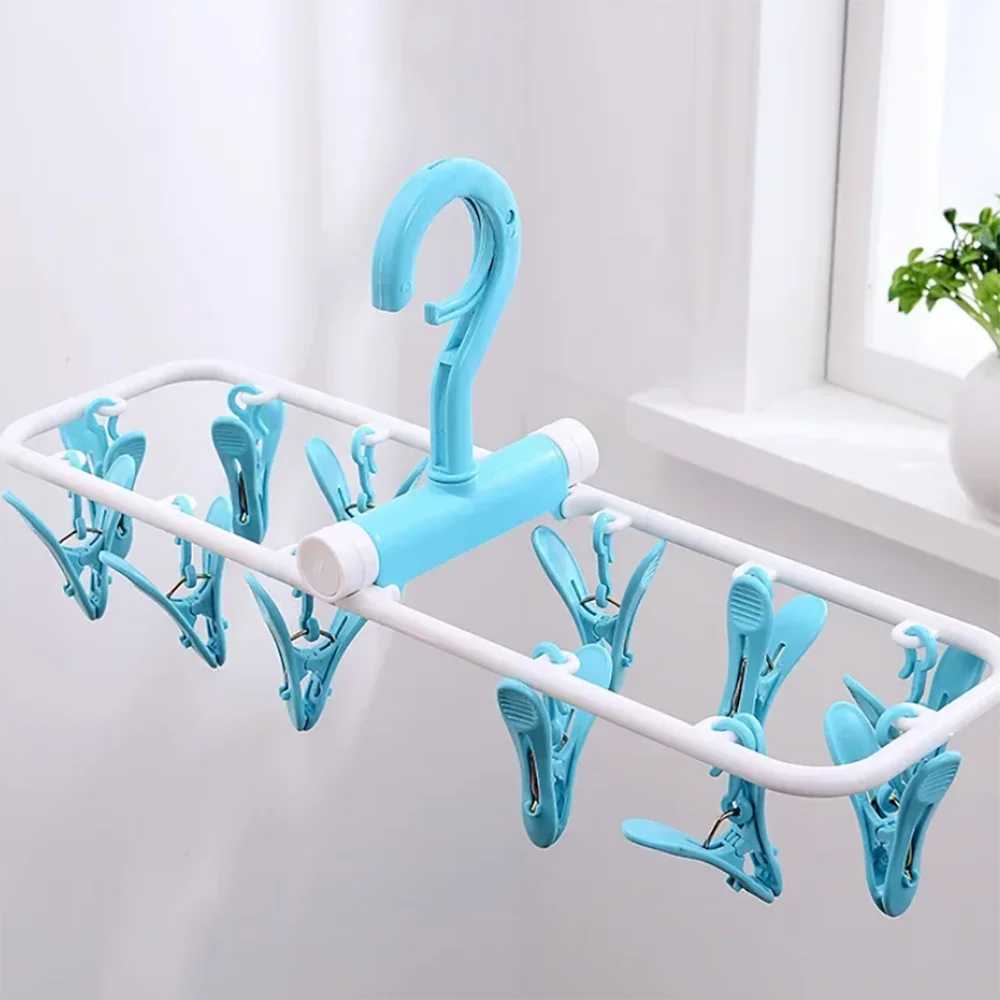 

1PC Folding Sock Clip 12 Jacket Rack Foldable Portable Drying Rack Home Underwear Socks Bedroom Storage