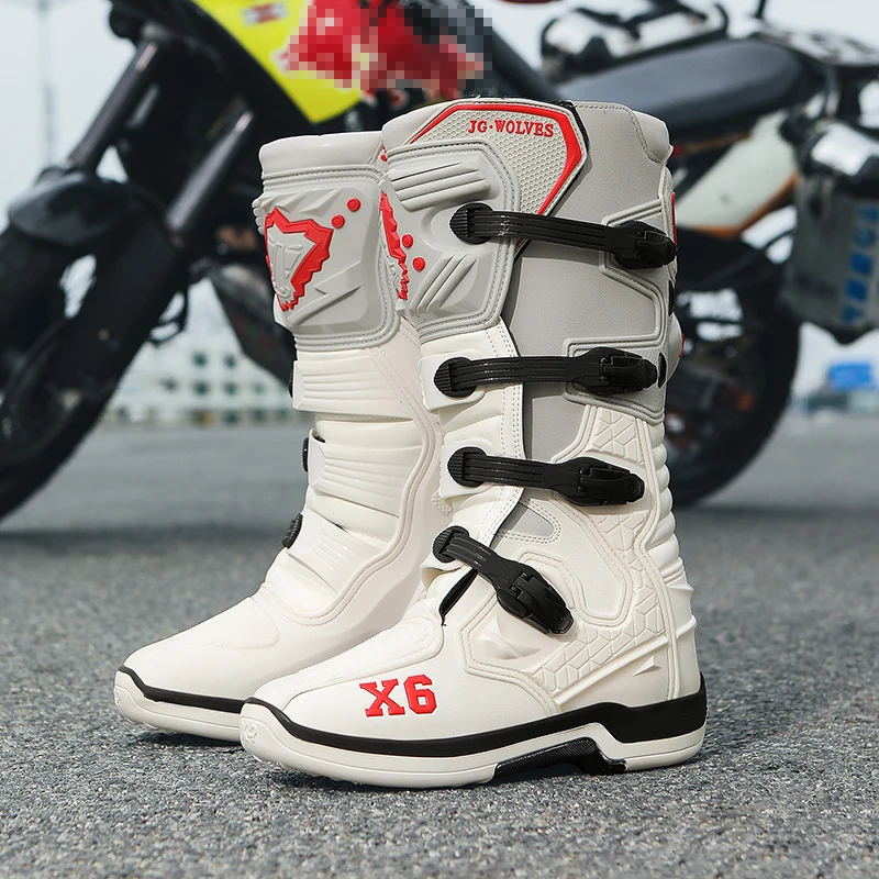 

New Motocross Boot Men Women Riding Mid-Calf Ankle Protective Shoes Moto Motorbike Equipment Racing Long Motorcycle Boots