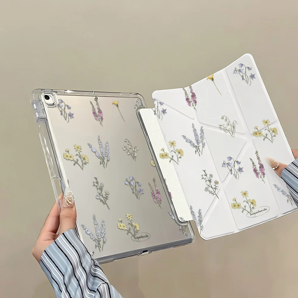 

Flower Transparent Case For iPad 11th A16 10th 10.9 Gen Pro 11 2024 Pro 13 2024 M4 12.9 iPad 10.2" 7th 9th 8th Cover Pencil Case