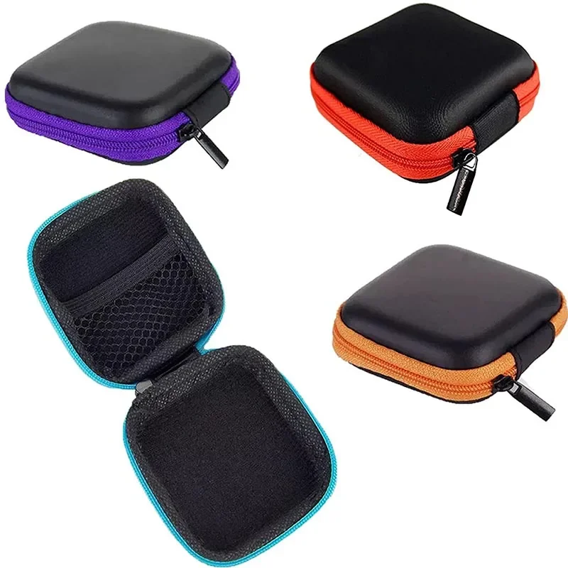 Portable Zipper EVA Earphone Case Square Shaped Earbuds Box Charging Line USB Data Cable Storage Box Digital Product Organizer