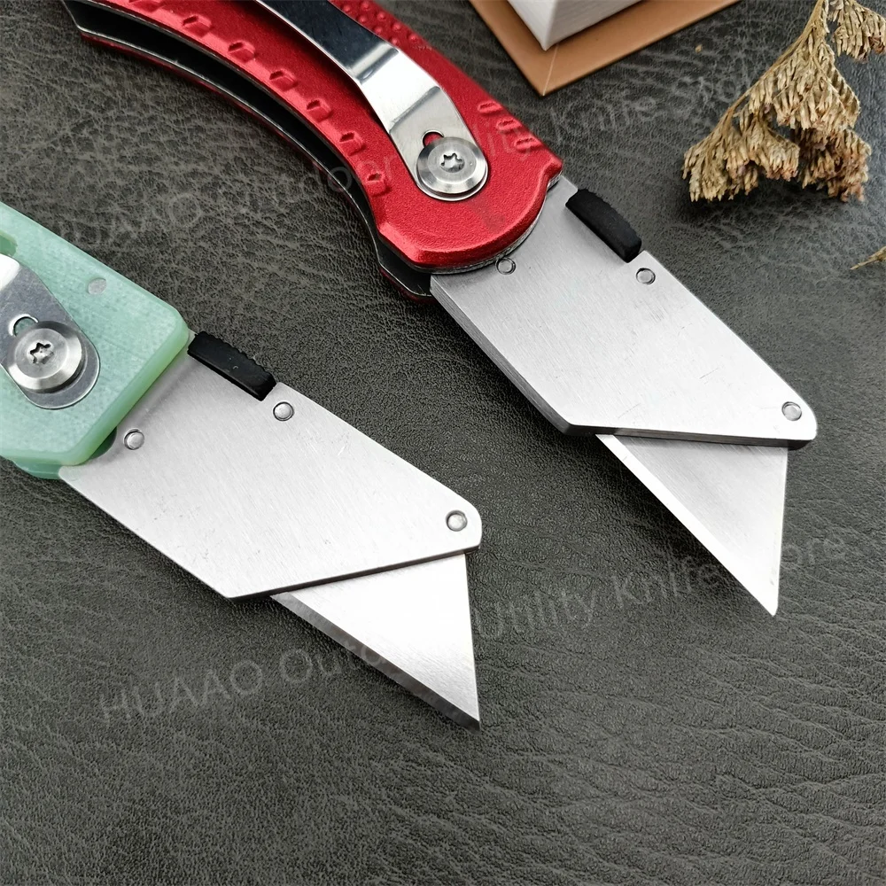 MIni Folding Pocket Art Knife 440C Blade Red Aluminum/Green G10 Handle Art Utility Knife Outdoor Camping Painting Hiking Tool