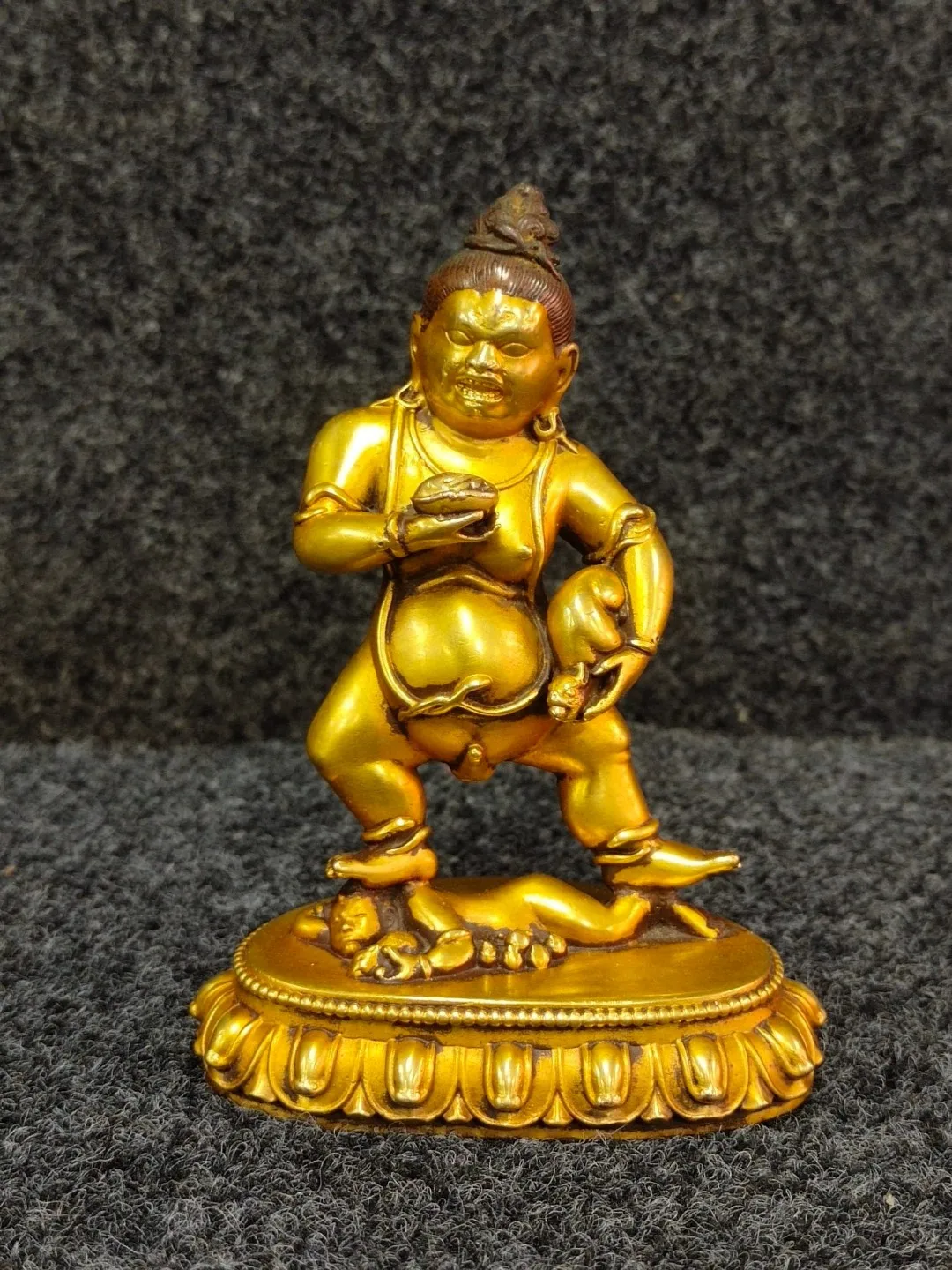 Tibetan purple copper, gilt painting, face painting, black God of Wealth, Buddha statue ornaments, home Buddhist hall supplies,