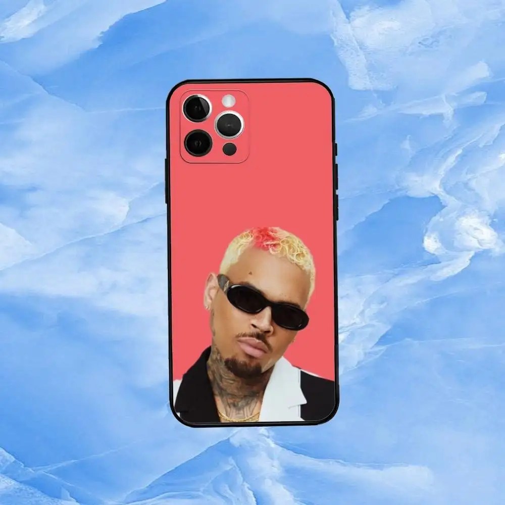 حافظة هاتف Singer Rap C-Chris B-Brown لهاتف iPhone 17,16,15,14,13,12,11 Plus، Pro Max، XS، غطاء أسود من السيليكون الناعم #5