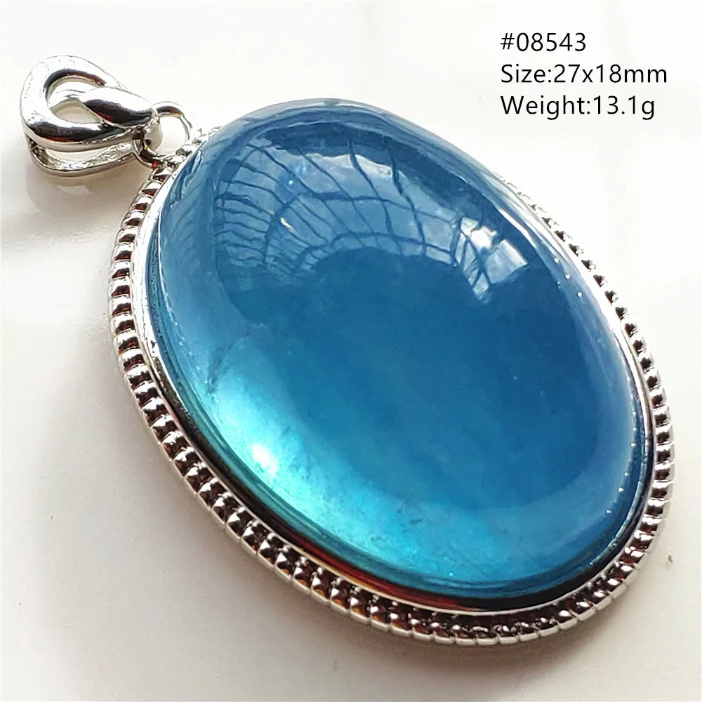Natural Blue Aquamarine Pendant 925 Sterling Silver Oval Ice Aquamarine Women Men Fashion Water Drop Jewelry AAAAAA