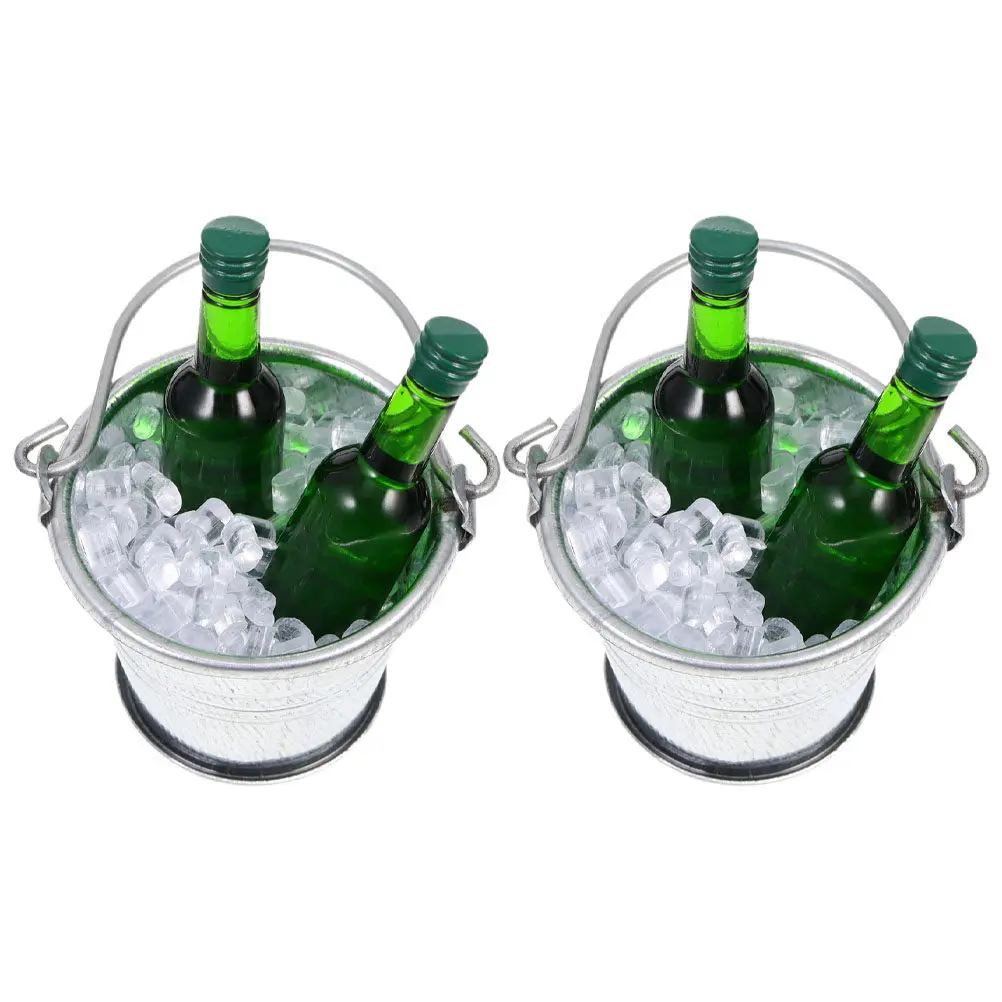 

Набор миниатюрных металлических бутылок для пива с имитацией колотого льда для кукольного домика, креативное украшение для барной сцены, маленький набор