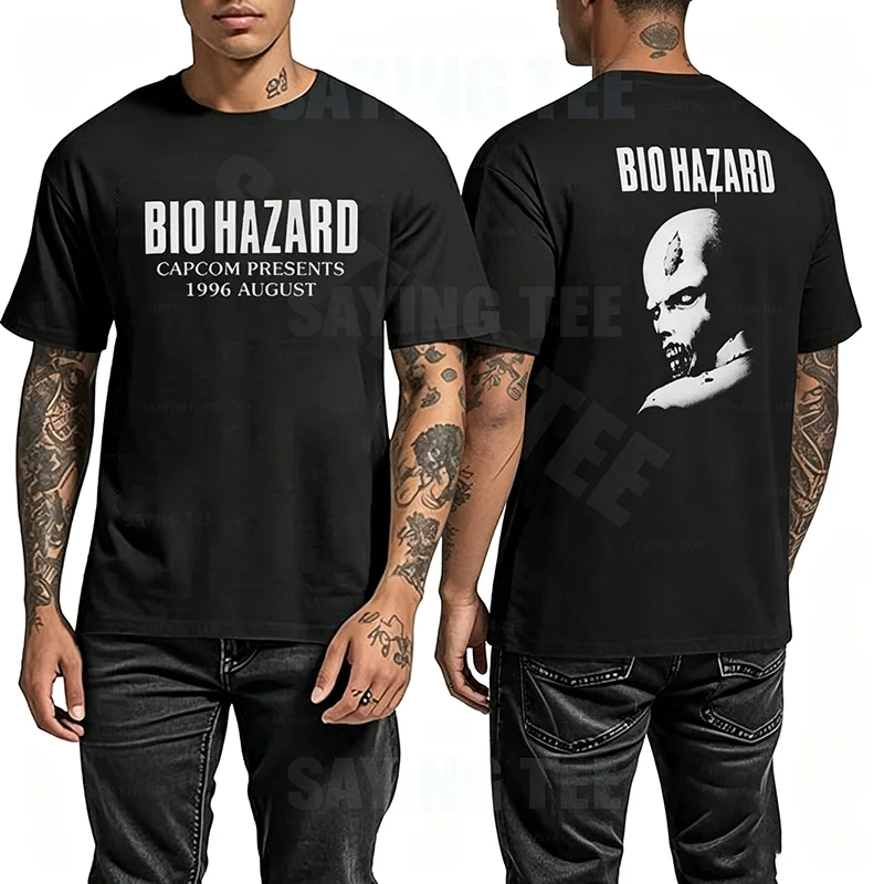 Resident Evil Biohazard T-Shirt Horror Klassisches Videospiel Zombie Herrenkleidung Kurzarm Herren-Oberteil Baumwoll-Grafik-Shirt – Detail 5
