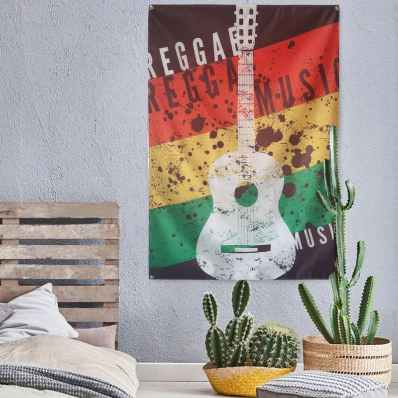 Leaf Rasta Lion Hanging Flag Banner Music Rock Reggae Jamaica Home Decoration Wall Art  4 Gromments In Corners 3*5FT 144cm*96cm