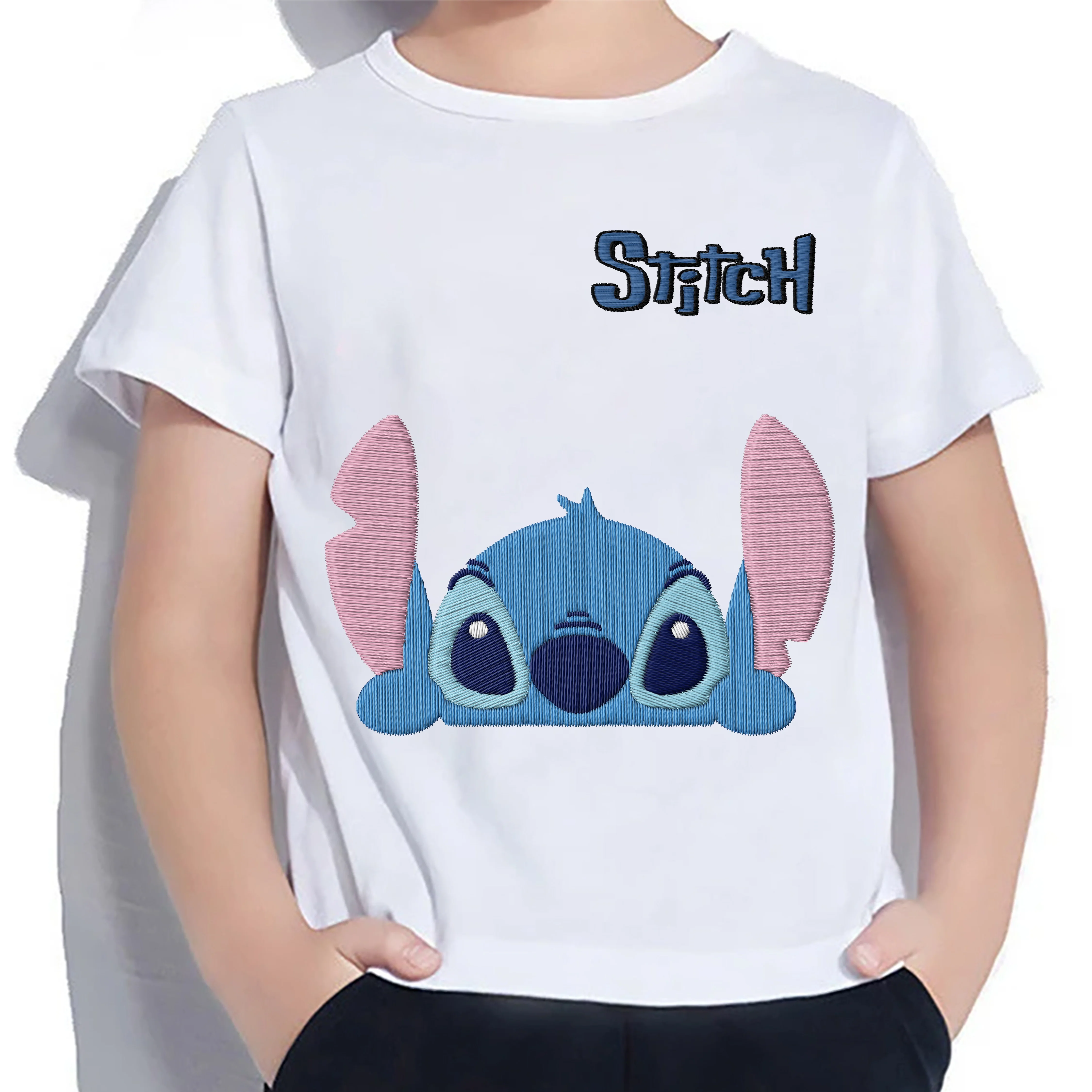

T-shirt for a Boy Embroidery Stitch T-shirts Boys Texture Children Summer Clothes Clothing 2025 Kids Children's Pure Cotton Top