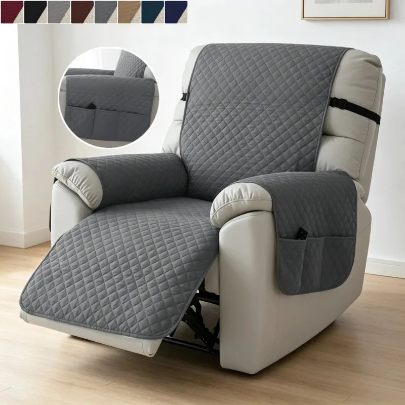 1PC Solid Color Recliner Armchair Cover Pets Kids Anti-dirty Sofa Slipcover Non-Slip Relax Recliner Mat Cover for Living Room