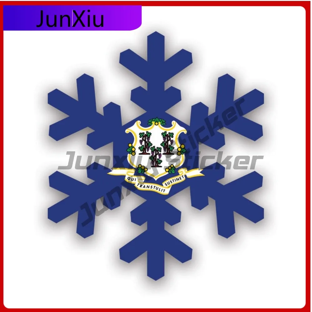 

Connecticut Snowflake Sticker Fade Resistant Scratch Resistant Funny For Laptop Motorcycle Rear Windshield No Residue Removable