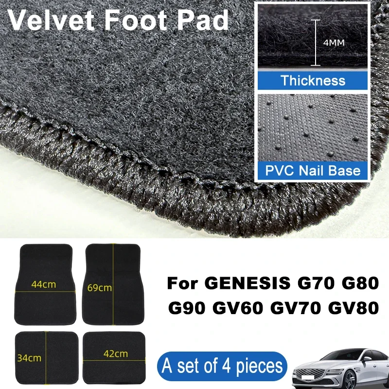 

For GENESIS G70 G80 G90 GV60 GV70 GV80 Car Floor Mats Black Non-Slip 4Pcs Front & Rear Foot Mats Carpets Rugs