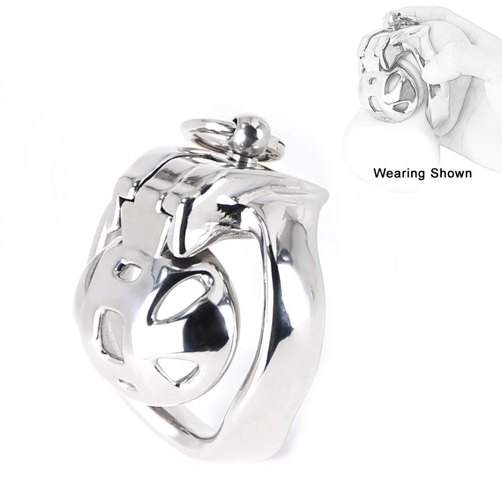 HT-V4 Flower Plus Traction Chastity Cage Male Stainless Steel Lockable Penis Ring Lock Cock Cage Chastity Cage Sex Toys For Men