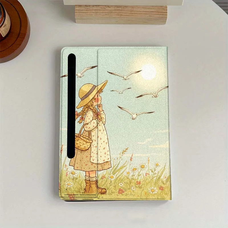 

Cartoon Cute Girl Art For Samsung Galaxy Tab S6 S7 S8 S9 S10 FE Plus Lite Soft Flexible Support Tablet Case Gift