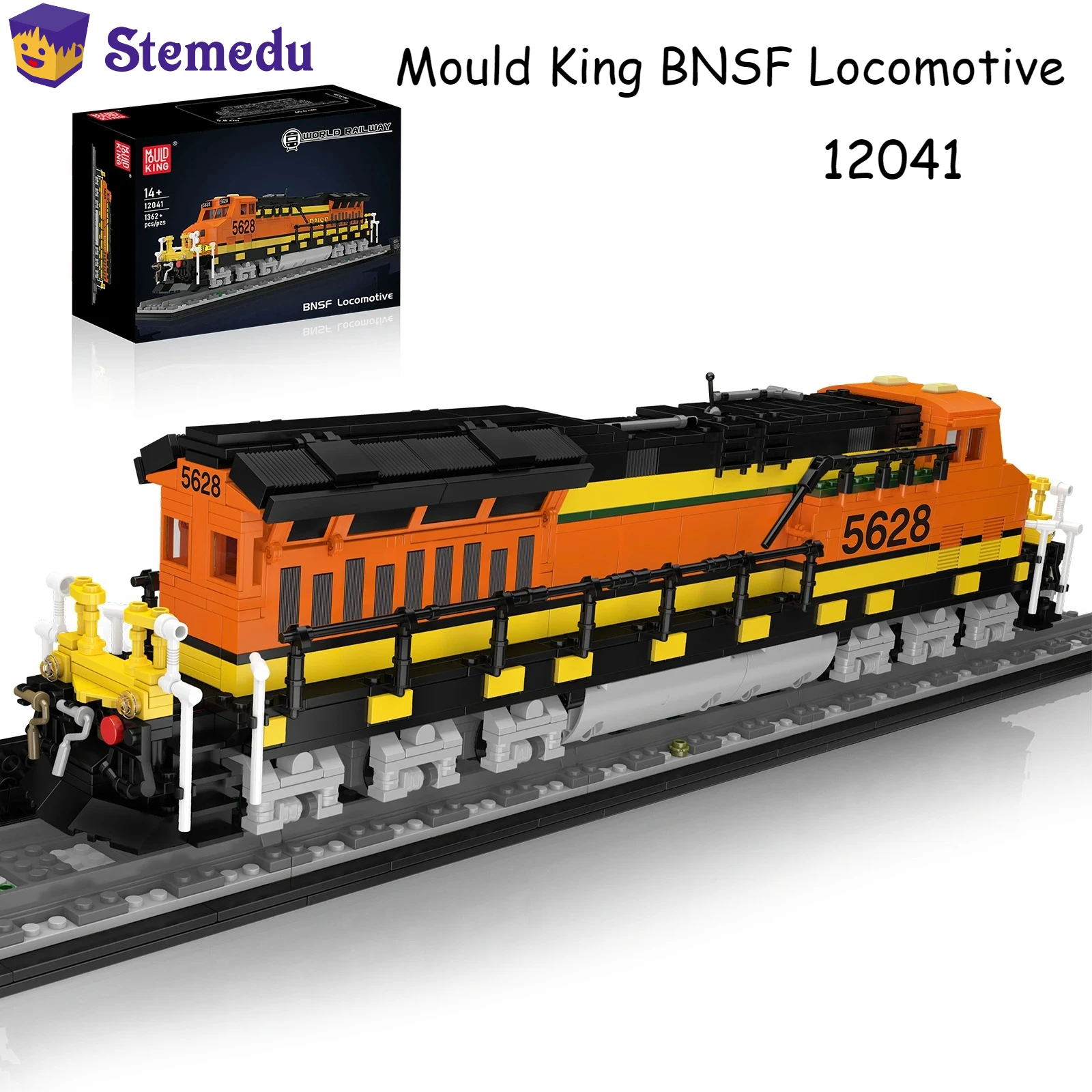 

Mould King 12041 BNSF Locomotive Building Blocks 1362PCS Mini Bricks APP-Controlled Model Train Set