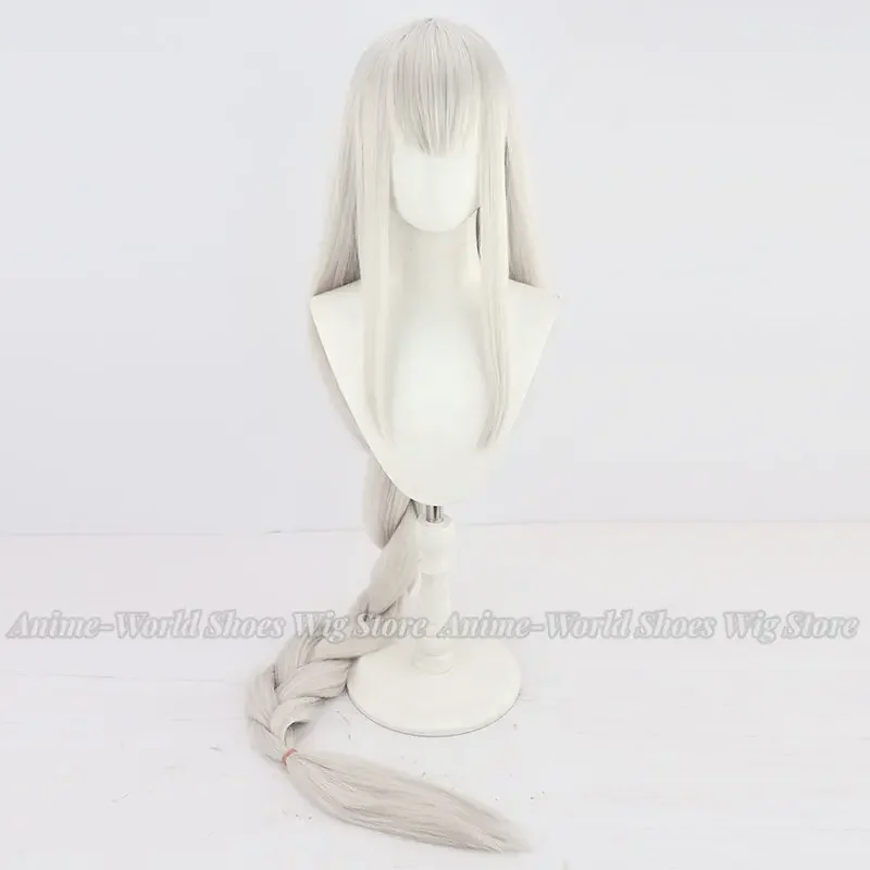 150cm Long Braided Cosplay Wig Arknights Silver Gray Grey Lolita Fairy Princess Girls Hair Game Specter the Unchained Headwear